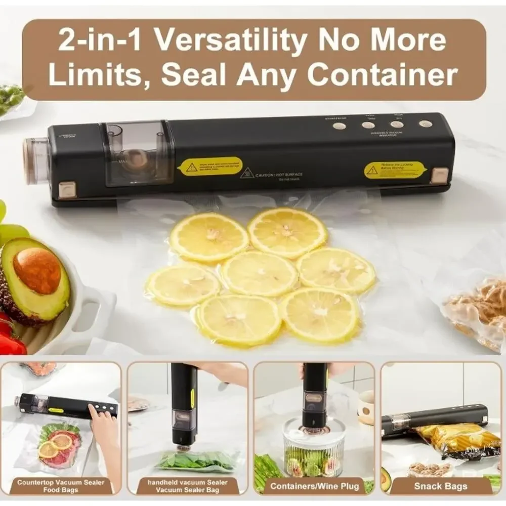 Vacuum Sealer with 40 Bags, 2 IN 1 Full Automatic Handheld and Countertop Sealer